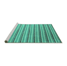 Sideview of Machine Washable Abstract Turquoise Contemporary Area Rugs, wshcon315turq