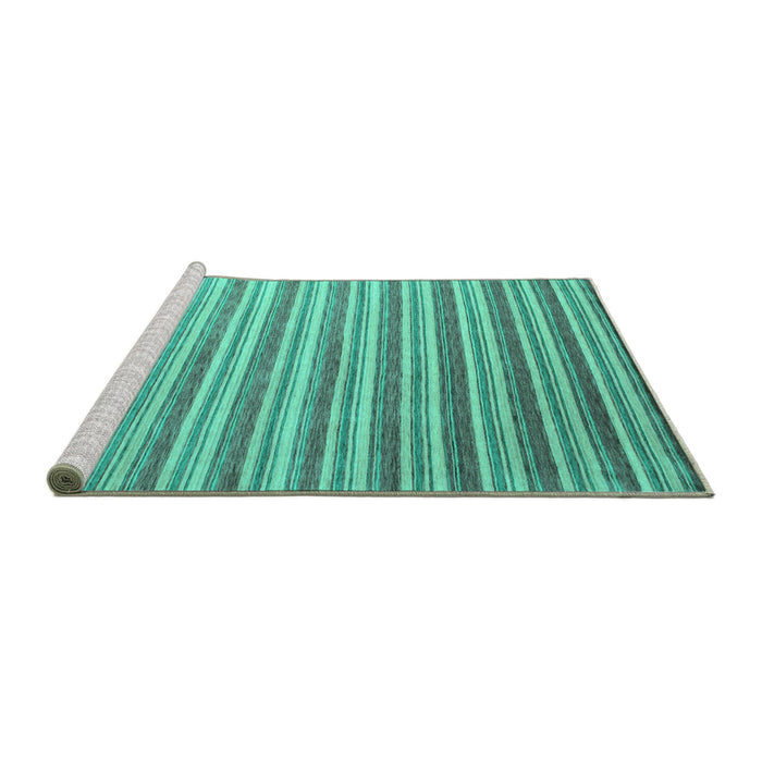 Sideview of Machine Washable Abstract Turquoise Contemporary Area Rugs, wshcon315turq