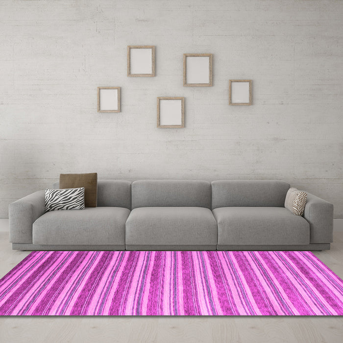 Machine Washable Abstract Pink Contemporary Rug in a Living Room, wshcon315pnk