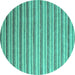 Round Machine Washable Abstract Turquoise Contemporary Area Rugs, wshcon315turq