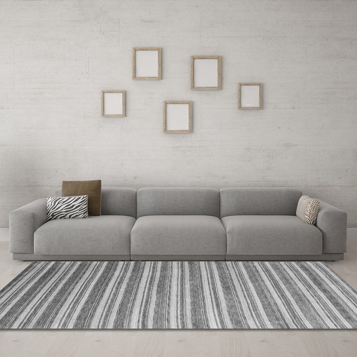 Machine Washable Abstract Gray Contemporary Rug in a Living Room,, wshcon315gry