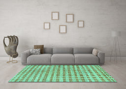 Machine Washable Abstract Turquoise Contemporary Area Rugs in a Living Room,, wshcon316turq