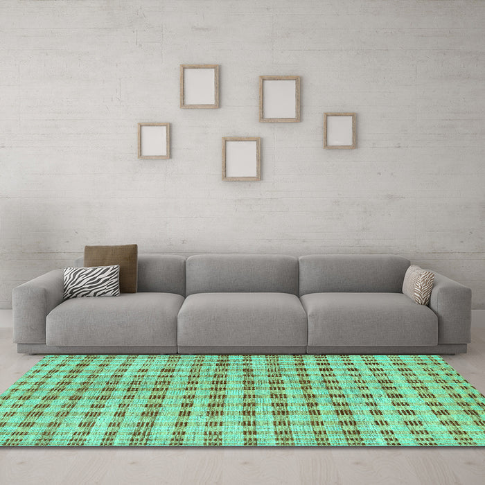 Machine Washable Abstract Turquoise Contemporary Area Rugs in a Living Room,, wshcon316turq