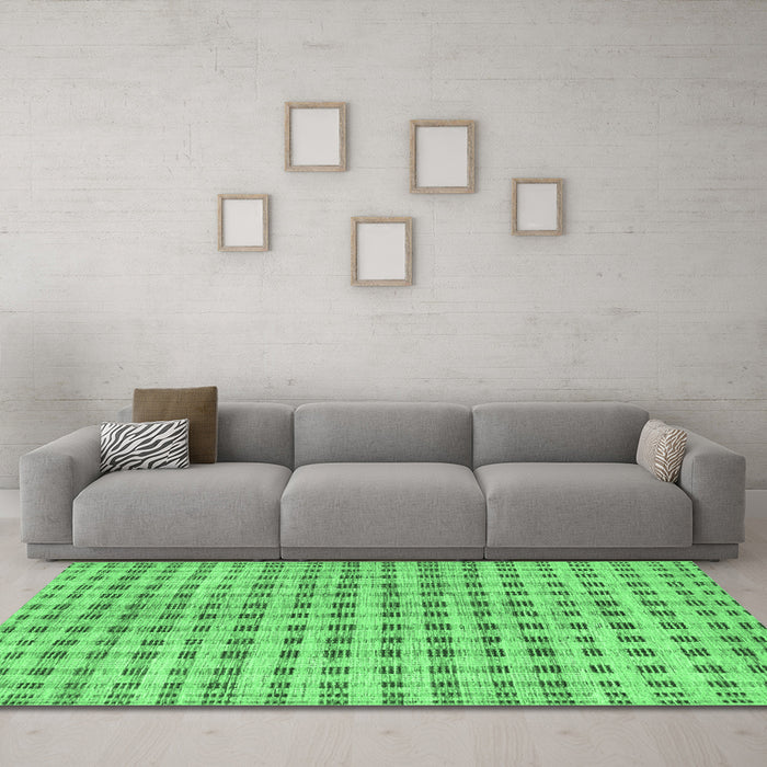 Machine Washable Abstract Emerald Green Contemporary Area Rugs in a Living Room,, wshcon316emgrn