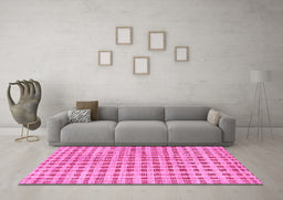 Machine Washable Abstract Pink Contemporary Rug in a Living Room, wshcon316pnk