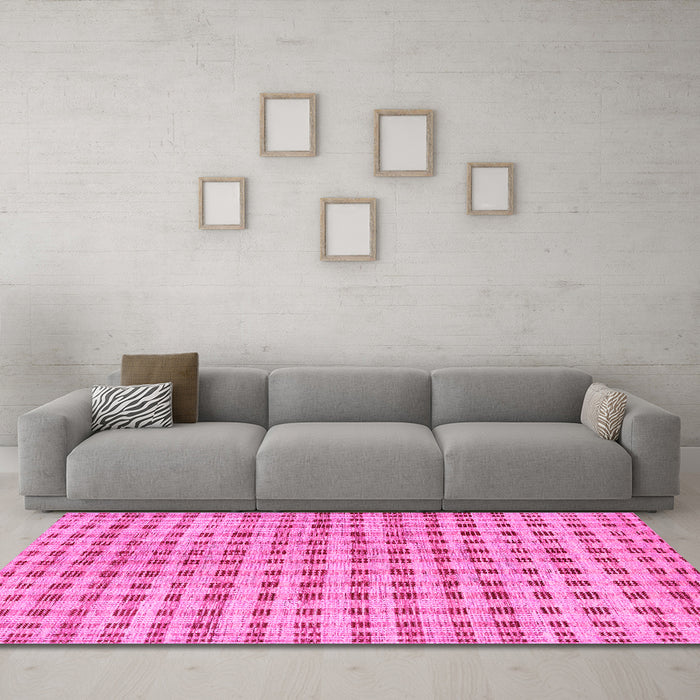 Machine Washable Abstract Pink Contemporary Rug in a Living Room, wshcon316pnk
