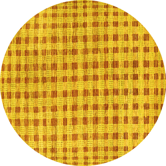 Round Machine Washable Abstract Yellow Contemporary Rug, wshcon316yw
