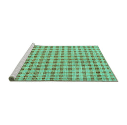 Sideview of Machine Washable Abstract Turquoise Contemporary Area Rugs, wshcon316turq