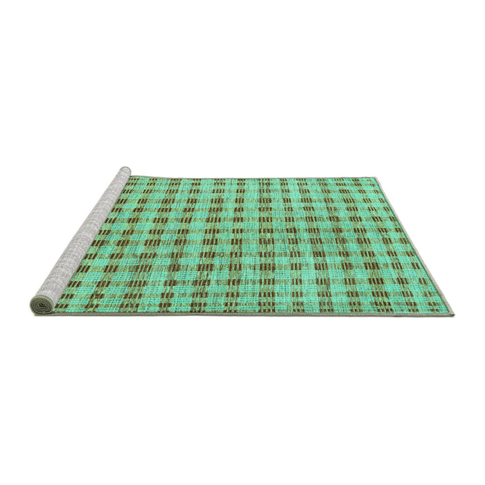Sideview of Machine Washable Abstract Turquoise Contemporary Area Rugs, wshcon316turq