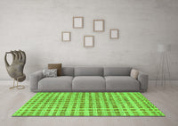 Machine Washable Abstract Green Contemporary Rug, wshcon316grn