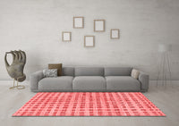 Machine Washable Abstract Red Contemporary Rug, wshcon316red