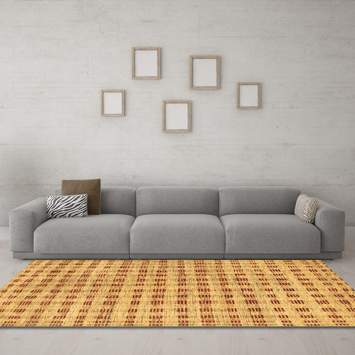 Machine Washable Abstract Brown Contemporary Rug in a Living Room,, wshcon316brn