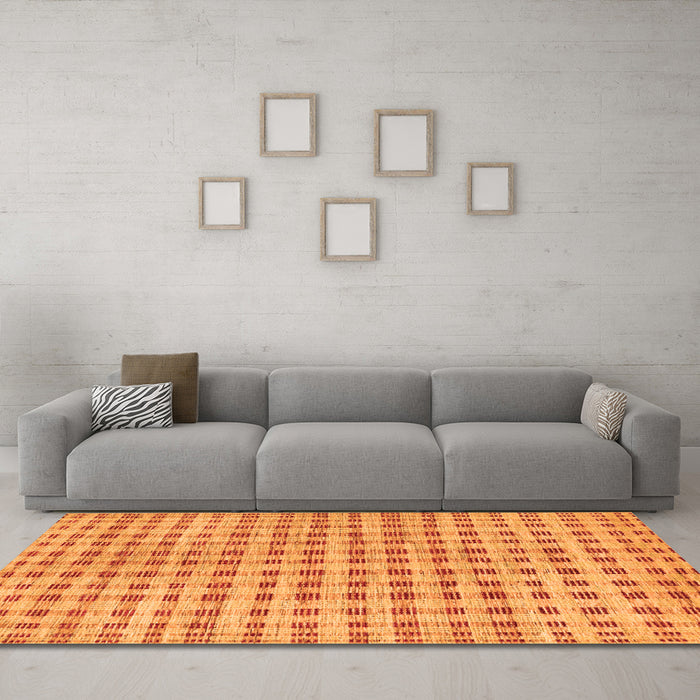 Machine Washable Abstract Orange Contemporary Area Rugs in a Living Room, wshcon316org