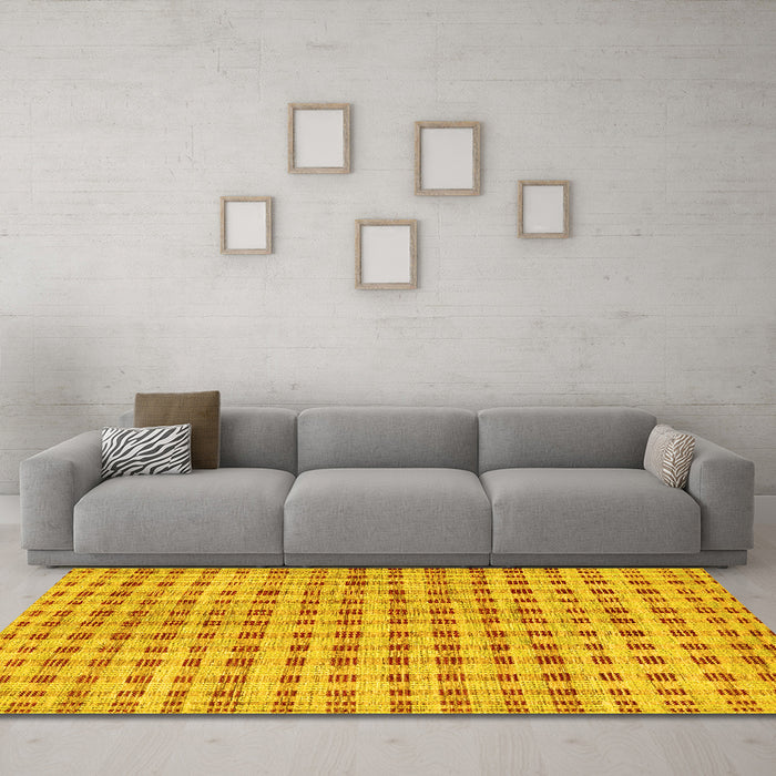 Machine Washable Abstract Yellow Contemporary Rug in a Living Room, wshcon316yw
