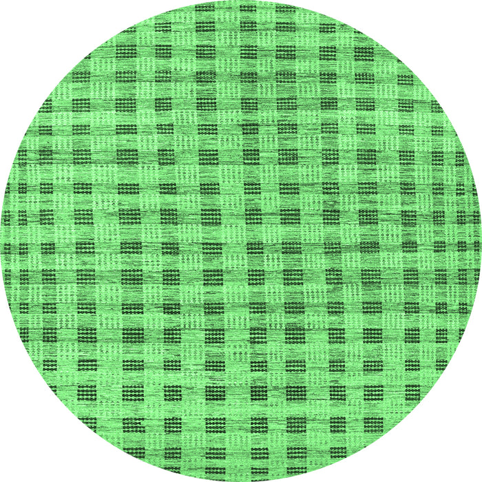 Round Machine Washable Abstract Emerald Green Contemporary Area Rugs, wshcon316emgrn