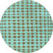 Round Abstract Light Blue Contemporary Rug, con316lblu