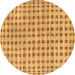 Round Abstract Brown Contemporary Rug, con316brn