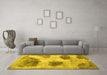 Machine Washable Abstract Yellow Contemporary Rug in a Living Room, wshcon317yw