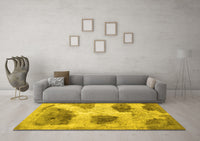 Machine Washable Abstract Yellow Contemporary Rug, wshcon317yw