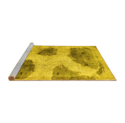 Sideview of Machine Washable Abstract Yellow Contemporary Rug, wshcon317yw