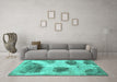 Machine Washable Abstract Turquoise Contemporary Area Rugs in a Living Room,, wshcon317turq