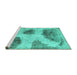 Sideview of Machine Washable Abstract Turquoise Contemporary Area Rugs, wshcon317turq