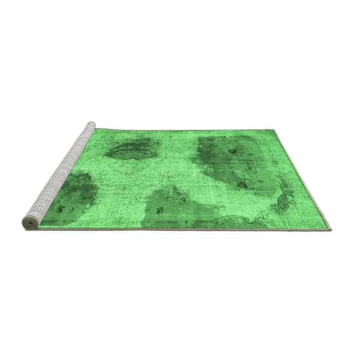 Sideview of Machine Washable Abstract Emerald Green Contemporary Area Rugs, wshcon317emgrn