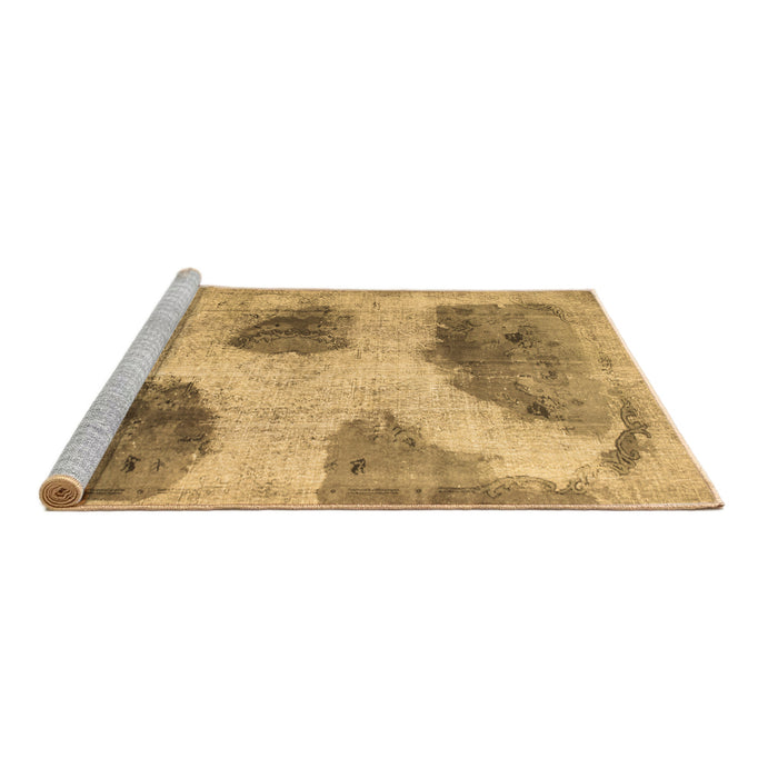 Sideview of Machine Washable Abstract Brown Contemporary Rug, wshcon317brn