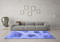 Machine Washable Abstract Blue Contemporary Rug, wshcon317blu