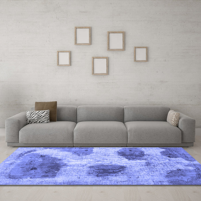 Machine Washable Abstract Blue Contemporary Rug in a Living Room, wshcon317blu
