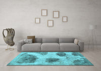 Machine Washable Abstract Light Blue Contemporary Rug, wshcon317lblu