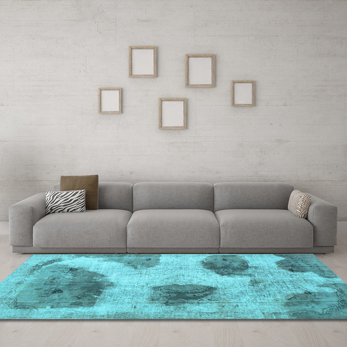 Machine Washable Abstract Light Blue Contemporary Rug in a Living Room, wshcon317lblu
