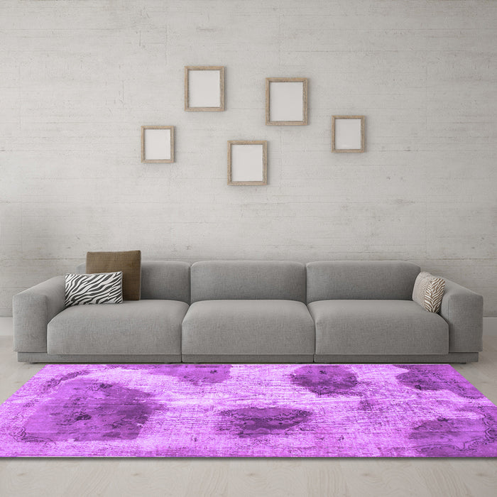 Machine Washable Abstract Purple Contemporary Area Rugs in a Living Room, wshcon317pur