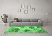 Machine Washable Abstract Emerald Green Contemporary Rug, wshcon317emgrn