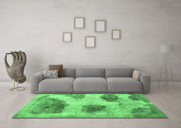 Machine Washable Abstract Emerald Green Contemporary Area Rugs in a Living Room,, wshcon317emgrn