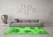 Machine Washable Abstract Green Contemporary Area Rugs in a Living Room,, wshcon317grn