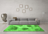 Machine Washable Abstract Green Contemporary Rug, wshcon317grn