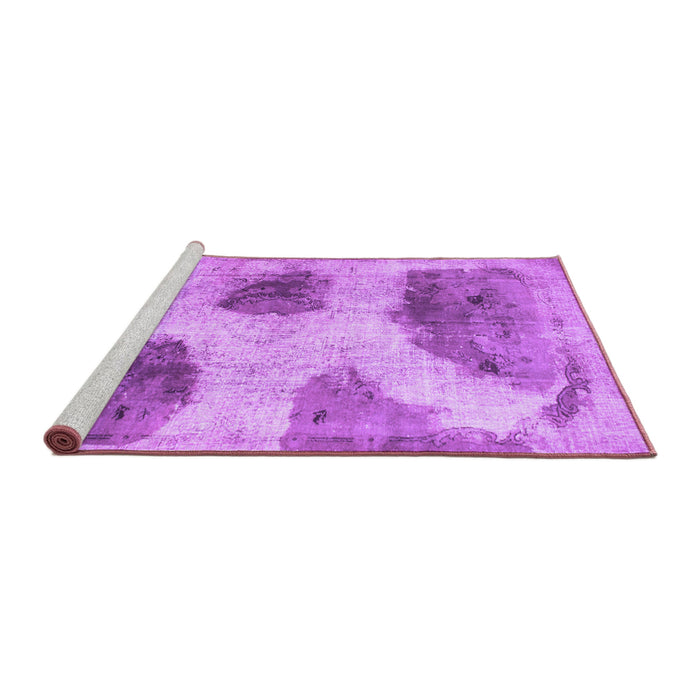 Sideview of Machine Washable Abstract Purple Contemporary Area Rugs, wshcon317pur