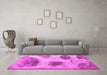 Machine Washable Abstract Pink Contemporary Rug in a Living Room, wshcon317pnk