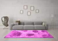 Machine Washable Abstract Pink Contemporary Rug, wshcon317pnk