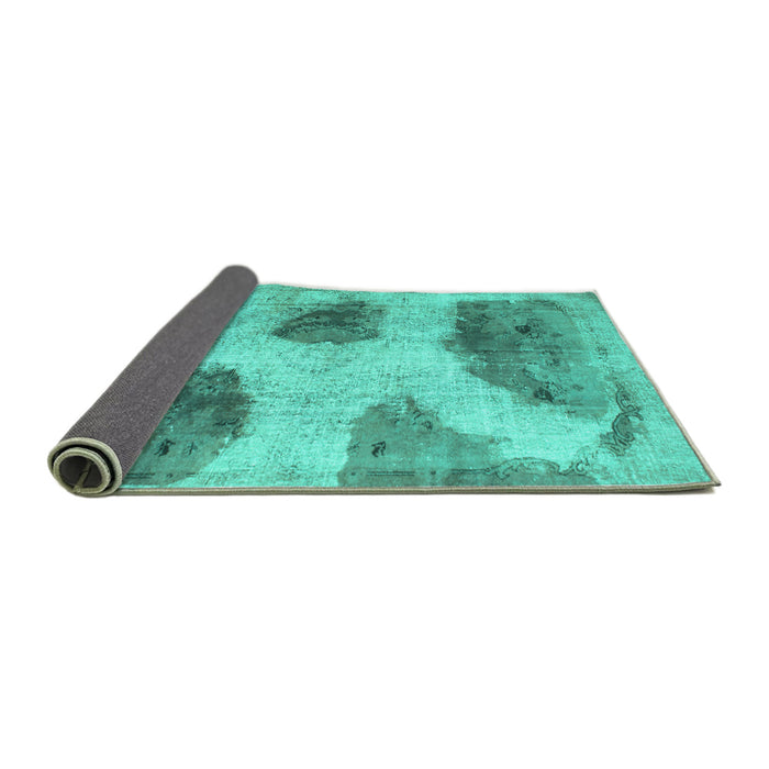 Sideview of Abstract Turquoise Contemporary Rug, con317turq