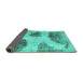 Sideview of Abstract Turquoise Contemporary Rug, con317turq