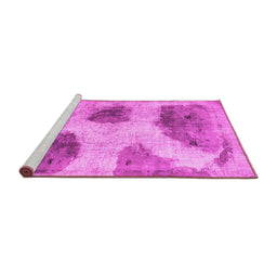 Sideview of Machine Washable Abstract Pink Contemporary Rug, wshcon317pnk