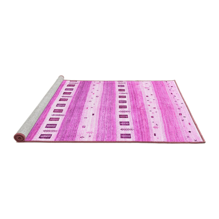 Sideview of Machine Washable Solid Pink Modern Rug, wshcon318pnk