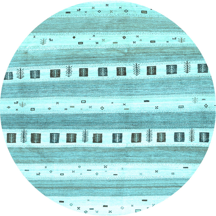 Round Machine Washable Solid Light Blue Modern Rug, wshcon318lblu