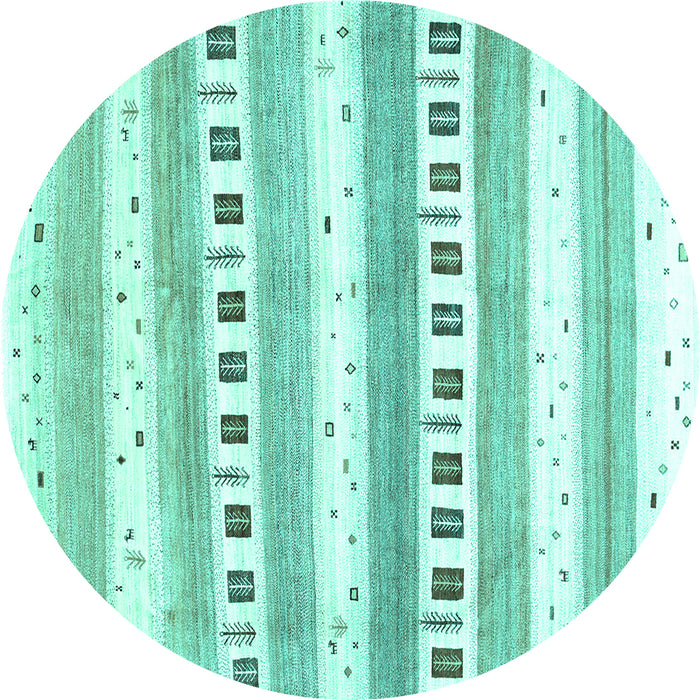 Round Machine Washable Solid Turquoise Modern Area Rugs, wshcon318turq