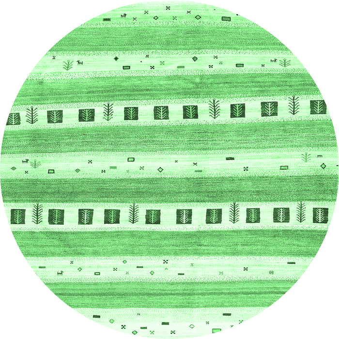 Round Machine Washable Solid Emerald Green Modern Area Rugs, wshcon318emgrn