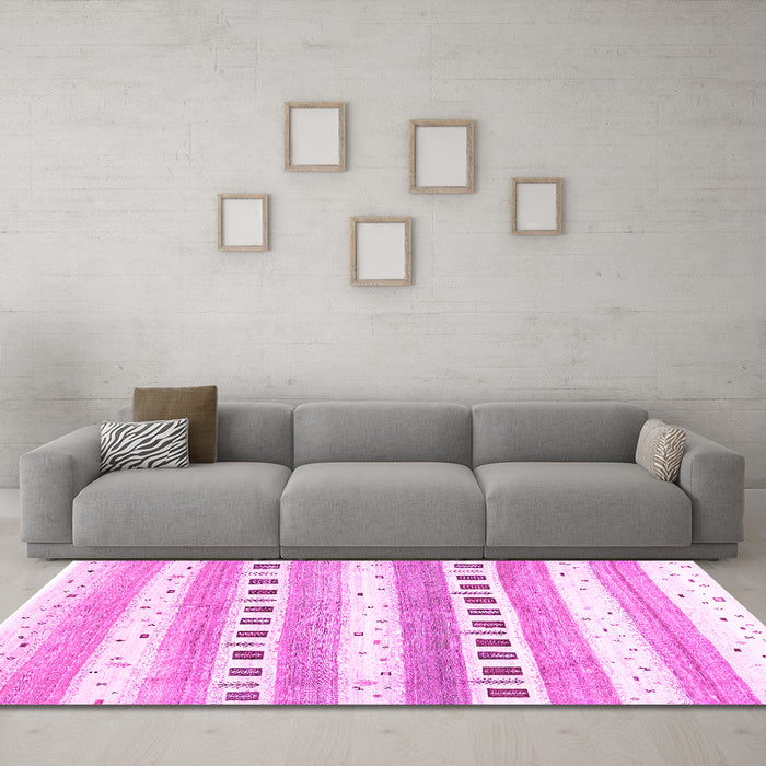 Machine Washable Solid Pink Modern Rug in a Living Room, wshcon318pnk