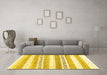 Machine Washable Solid Yellow Modern Rug in a Living Room, wshcon318yw