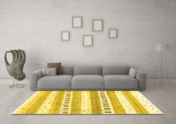 Machine Washable Solid Yellow Modern Rug in a Living Room, wshcon318yw